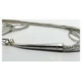 Sterling Silver Multi-Strand Bead Necklace - 11 in L, 3 in W, Ends 1.75 in