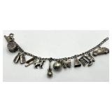 Sterling Silver Charm Bracelet - 7 in - Car & Train Charms