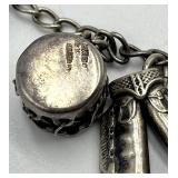 Sterling Silver Charm Bracelet - 7 in - Car & Train Charms