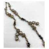 Silver-Tone Bead Coin Pendant Necklace - 15in L, 0.5in Balls, 0.75in Coins