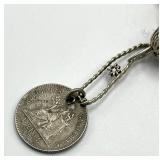 Silver-Tone Bead Coin Pendant Necklace - 15in L, 0.5in Balls, 0.75in Coins