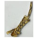 Tiger Brooch Pin - 3.75in L, Two-Tone Gold/Silver with Crystals
