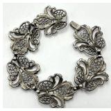 Sterling Silver Butterfly Link Bracelet - 7.5 Inches Long, 1 Inch By 1 Inch Links