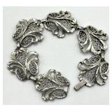 Sterling Silver Butterfly Link Bracelet - 7.5 Inches Long, 1 Inch By 1 Inch Links