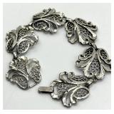 Sterling Silver Butterfly Link Bracelet - 7.5 Inches Long, 1 Inch By 1 Inch Links
