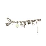 Sterling Silver Charm Bracelet - 8" Long, Charms ~0.75" Diameter - Mixed Medallion & Coin Charms