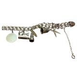 Sterling Silver Charm Bracelet - 8" Long, Charms ~0.75" Diameter - Mixed Medallion & Coin Charms