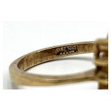 Peridot Ring 18K GF - Emerald-Cut Green Peridot Center with Diamond Halo - Size 5