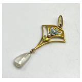 Gold Pendant Trio - 3 Floral/Leaf Charms on 8.5in Chain, 14K (Lot of 3)