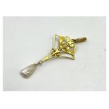 Gold Pendant Trio - 3 Floral/Leaf Charms on 8.5in Chain, 14K (Lot of 3)