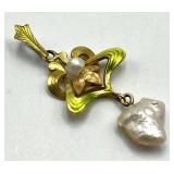Gold Pendant Trio - 3 Floral/Leaf Charms on 8.5in Chain, 14K (Lot of 3)