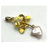 Gold Pendant Trio - 3 Floral/Leaf Charms on 8.5in Chain, 14K (Lot of 3)