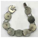 Antique Crystal Link Bracelet - 8 in L, Circles 0.75 in Dia, Crystals 0.25 in Dia