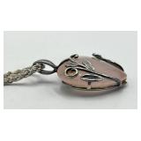 Rose Quartz Pendant Necklace 925 Sterling Silver - 15" Chain, 1.25" Heart Pendant