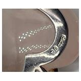 Rose Quartz Pendant Necklace 925 Sterling Silver - 15" Chain, 1.25" Heart Pendant