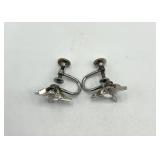 Sterling Silver Screw-Back Earrings - Clear Crystal Stones 0.75 x 0.5 in
