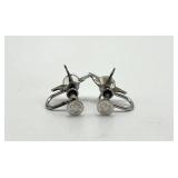 Sterling Silver Screw-Back Earrings - Clear Crystal Stones 0.75 x 0.5 in