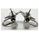 Sterling Silver Screw-Back Earrings - Clear Crystal Stones 0.75 x 0.5 in