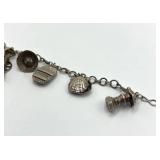 Japanese Sterling Charm Bracelet - 7.5 in Length with Assorted Charms