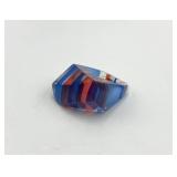 Vintage Lucite Ring - Striped Red/White/Blue, Size 8.5, Top 1.5 x .75 in