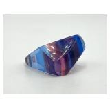 Vintage Lucite Ring - Striped Red/White/Blue, Size 8.5, Top 1.5 x .75 in
