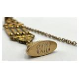 Watch Fob Chain Pendant - Ornate Filigree with 4 Vertical Bars, Gold Tone, 4.25 x 0.75 in
