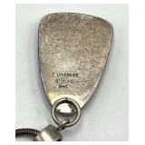 J. Levernier Sterling Agate Pendant on 8 inch Chain - 2 in long by 1 in wide by 0.25 in thick Cabochon