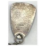 J. Levernier Sterling Agate Pendant on 8 inch Chain - 2 in long by 1 in wide by 0.25 in thick Cabochon