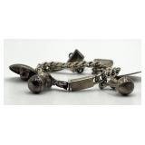Mexican Sterling Silver Charm Bracelet, 6.5 in, Charms 0.5-0.75 in, 925