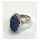 Tanzanite Ring - 925 Sterling Silver - Size 7 - Rough Cut 0.75 x 0.50 In
