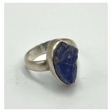 Tanzanite Ring - 925 Sterling Silver - Size 7 - Rough Cut 0.75 x 0.50 In