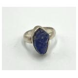 Tanzanite Ring - 925 Sterling Silver - Size 7 - Rough Cut 0.75 x 0.50 In