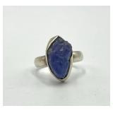 Tanzanite Ring - 925 Sterling Silver - Size 7 - Rough Cut 0.75 x 0.50 In
