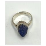 Tanzanite Ring - 925 Sterling Silver - Size 7 - Rough Cut 0.75 x 0.50 In