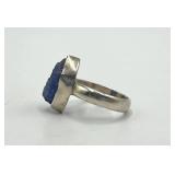 Tanzanite Ring - 925 Sterling Silver - Size 7 - Rough Cut 0.75 x 0.50 In