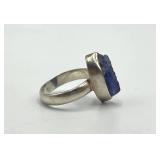 Tanzanite Ring - 925 Sterling Silver - Size 7 - Rough Cut 0.75 x 0.50 In