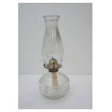 Antique/Vintage Clear Pressed Glass Oil Lamp 14" tall.