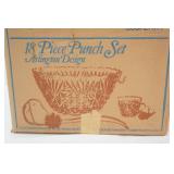 Vintage Anchor Hocking Punch Bowl Set. Arlington Design. 18 Pieces (1 odd cup)