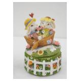 Vintage Hand-Painted Porcelain Light-Up Easter House, Music Box, and Other Figurines