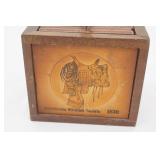 Vintage Enesco 1980s Horse Saddle Coaster Box & 8 Coasters.