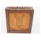 Vintage Enesco 1980s Horse Saddle Coaster Box & 8 Coasters.