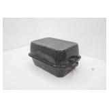Black Speckled Enamel Roasting Pan with Lid. Rectangle 15.5"x11"x8.5" (with roasting bags)