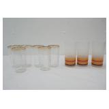Vintage Libbey Frosted Tumblers-Autumn Leaf - set of 3; MCM Gold Rimmed Drinking Glasses - set of 6