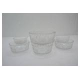 Vintage Arcoroc France Clear Glass Diamond Starburst Serving Bowl Set