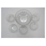 Vintage Arcoroc France Clear Glass Diamond Starburst Serving Bowl Set
