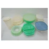 Tupperware & Other Food Storage Containers w/lids. divided veggie tray, large mixing/serving bowl and more