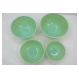 Vintage Anchor Hocking Fire-King Jadeite Green Milk Glass Swirl Mixing Bowls (nesting bowls)