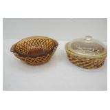 Vintage Glass Casseroles and Serving Baskets