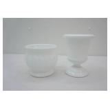 Vintage Milk Glass Urn Vase; Vintage Randall Milk Glass Planter wheat pattern