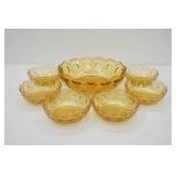 Vintage Bartlett-Collins Amber Glass Bowl Set. Manhattan or St. Genevieve Pattern